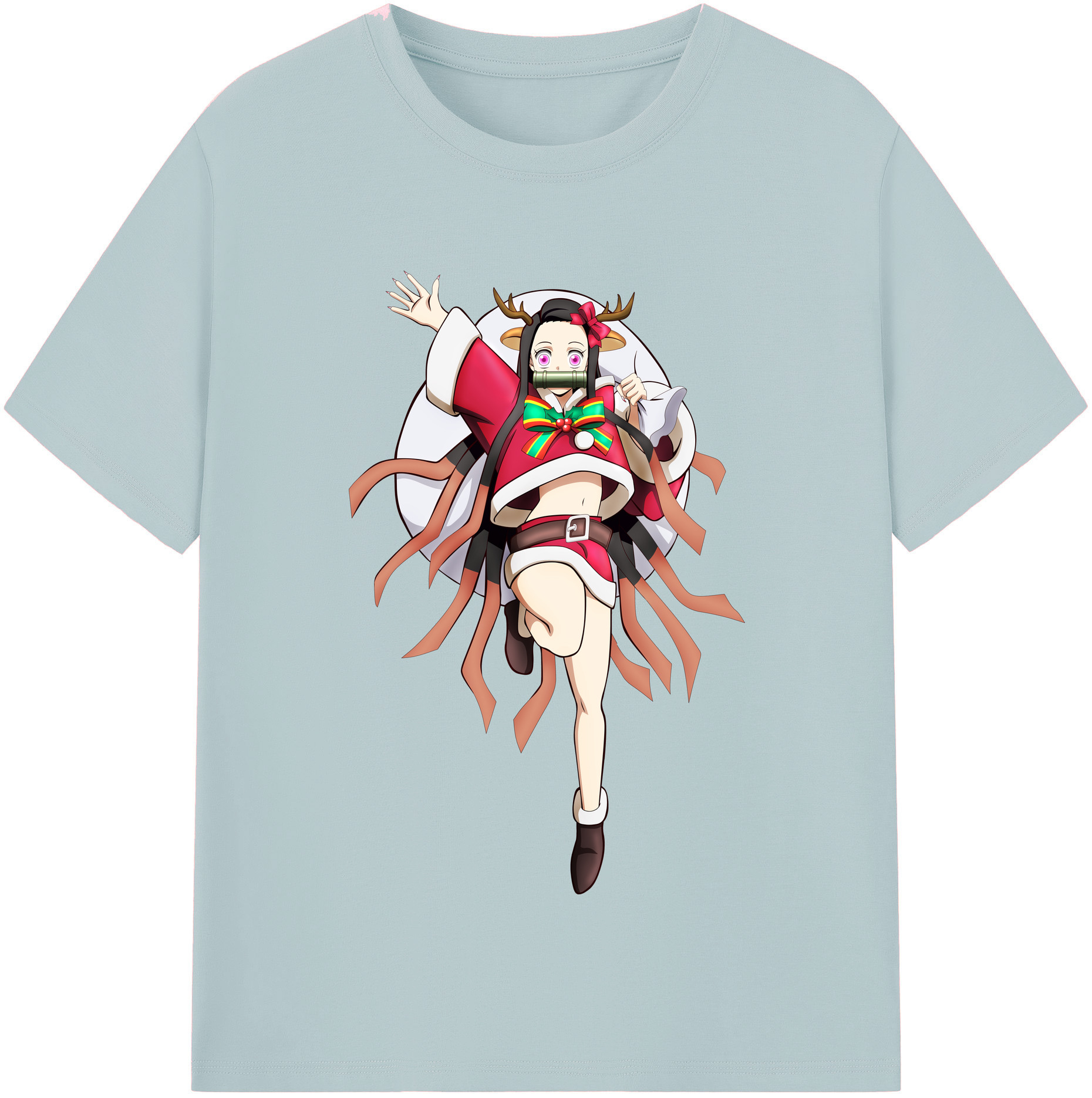（画像用） 鬼滅の刃（きめつのやいば）竈門 禰󠄀豆子／かまど ねずこ Kamado Nezuko 綿100％半袖Tシャツ（フロントプリント）